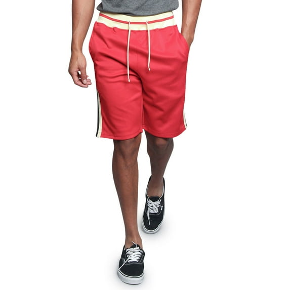 G-Style USA Men's G Side Stripe Waistband Drawstring Track Shorts JS26 - Red - 4X-Large