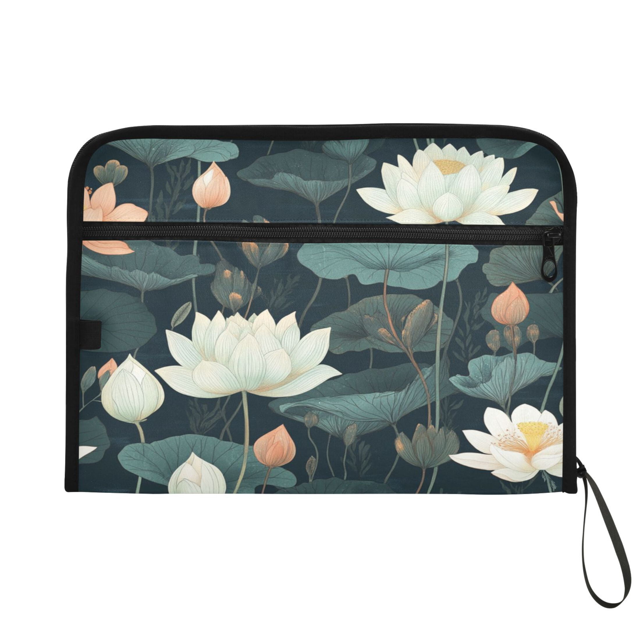 WOBOGO White Lotus Flower Expanding File Folder Letter Size Accordion Filing Organizer 13 Pocket Separate Organ Pocket