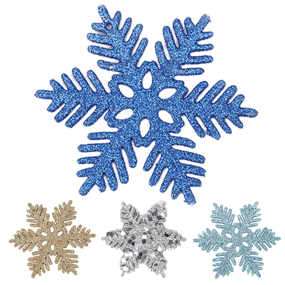 12x 3D Glitter Hanging Snowflake Christmas Winter Garland Window Xmas Tree  Decor