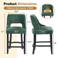 thumbnail image 2 of ClinQ Modern Counter Height Bar Stool Set of 2, Upholstered Seat with Back and Walnut Curved Footrest for Kitchen Island, Darkgreen, 2 of 6
