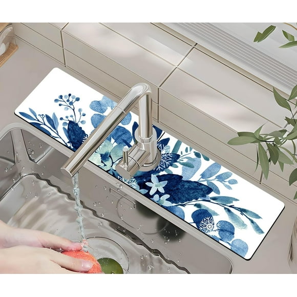 Kitchen Sink Splash Guard Faucet Mat -1 PC Super Absorbent Fast Drying Mat Sink Gadgets-Splash Guard Behind Faucet Drip Catcher for Kitchen, Bathroom,Sink Mat, Dish Drying Mat, Bathroom(23.5" X 5.5" )