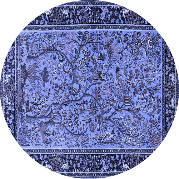 Ahgly Company Indoor Round Animal Blue Traditional Area Rugs, 7' Round