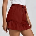 thumbnail image 5 of Plus Size Women's Elastic Waist Solid Color Skorts with Pockets, Shorts for Women, Summer Casual Shorts with Bow-Knot, Lightweight Outdoor Athletic Gym | UKHCCC,Wine 2XL, 5 of 8