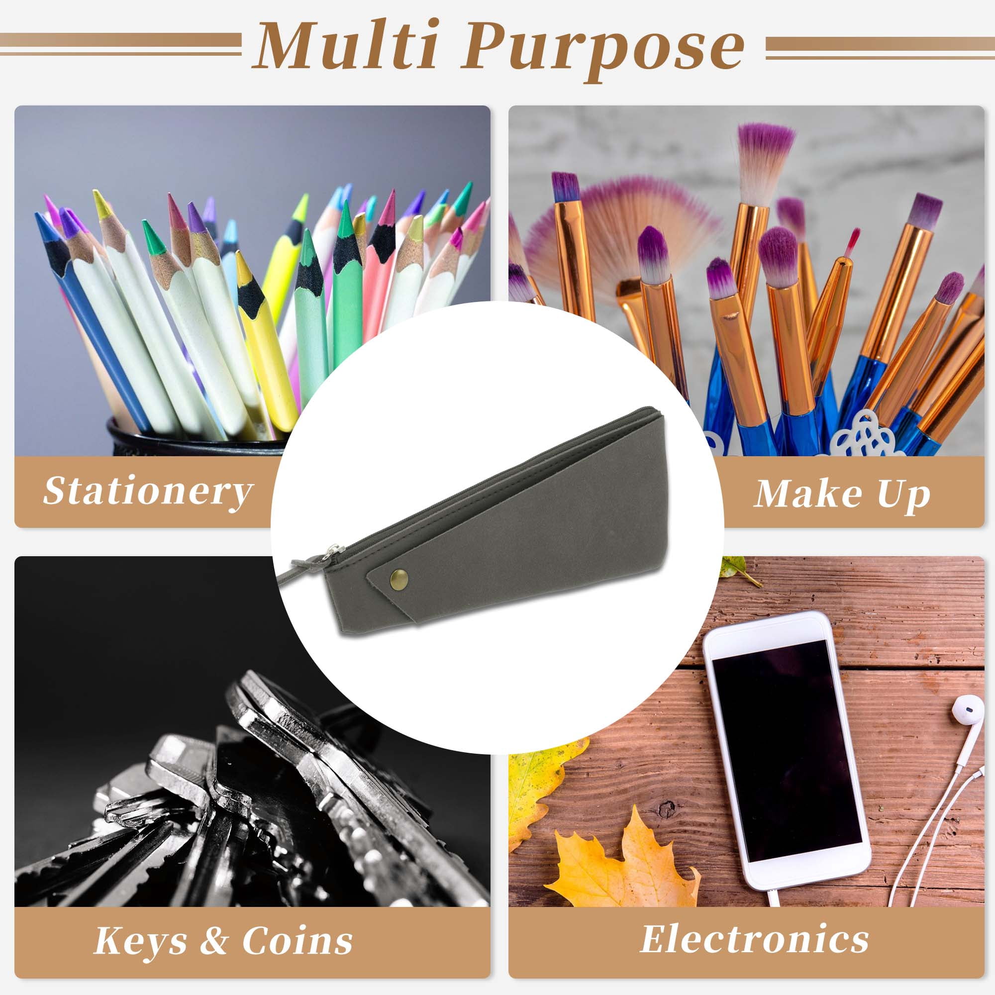 Unique Bargains Frosted Irregular Shape Style Pen Bag Organizer Gray