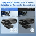 thumbnail image 4 of RONY 4K Webcam with 2 Microphones for Laptop, Autofocus Webcam with Noise-cancelling, Conference Streaming PC USB Webcam, Black, 4 of 9