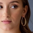 thumbnail image 3 of Alexcraft 14K Gold Plated Sterling Silver Lightweight Hypoallergenic Oval Hoop Earrings (Women's), 3 of 6