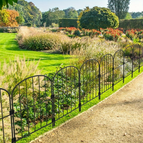 25-Pack Tall No-Dig Decorative Garden Fence, Metal Animal Barrier Panels for Yard & Flower Bed Borders