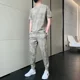 thumbnail image 4 of Conjuntos de pantalones Camiseta lisa para hombre Trajes deportivos grises Pantalones deportivos Top Chándal con alfabeto Ropa para hombre Estilo coreano 5xl Elástico, 4 of 4