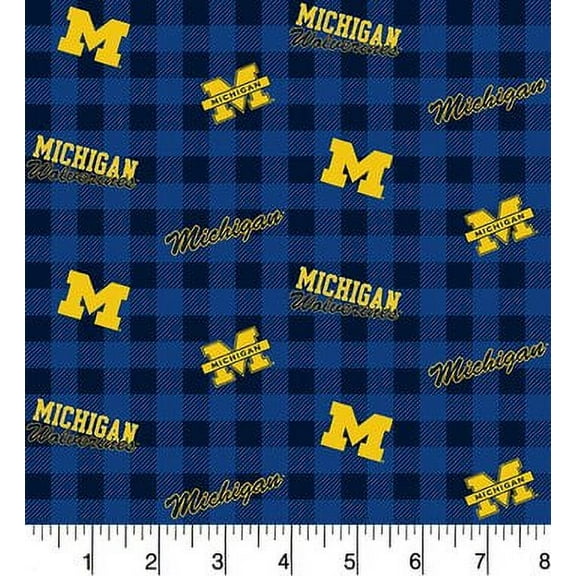 University of Michigan Cotton Fabric-Sold by the Yard-Buffalo Plaid Design