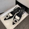 thumbnail image 3 of Zapatos de tacón de aguja con punta en punta para mujer, tacones altos sin cordones, sandalias de oficina para mujer, zapatos de vestir para fiesta y graduación, negro Rojo Verde, 3 of 4