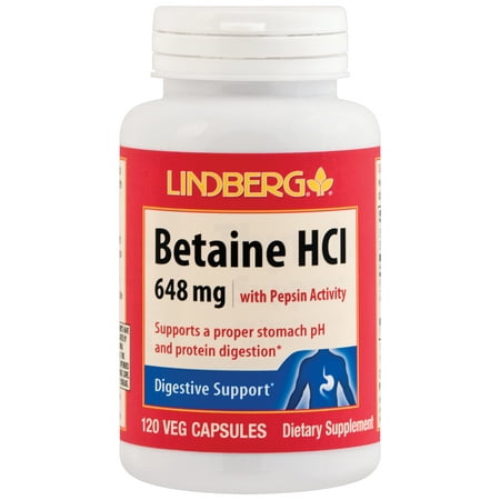 Betaine HCl 648 mg with Pepsin Activity, 120 Capsules, Digestive Support, Supports a Proper Stomach pH and Protein (Doctor's Best Betaine Hcl Pepsin & Gentian Bitters)