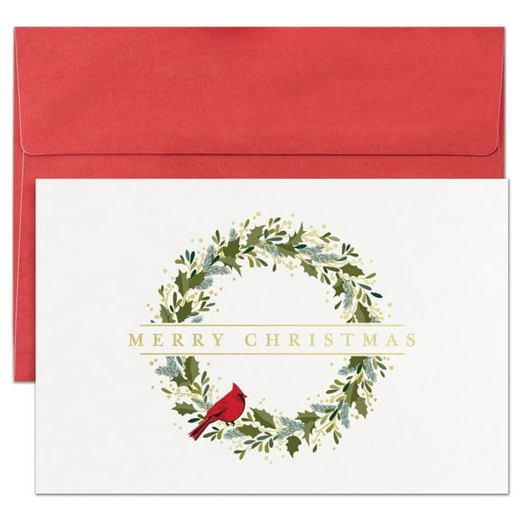 Masterpiece Studios Holiday Collection Petite Cards 16 Cards/Envelopes, Christmas Cardinal, 4" x 6"
