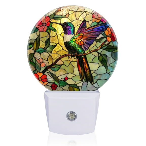 LED Night Lights Lamp with Dusk to Dawn Sensor, Colorful Hummingbird Perched On Branch Night Light Plug Into Wall for Kids Room, Bedroom, Bathroom, Kitchen, Hallway