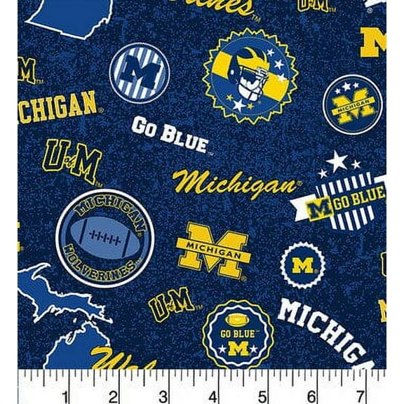 Fabrique Innovations 43" Cotton NCAA Sewing & Craft Fabric 10 yd By The Yard, Blue