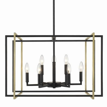 Tribeca 9 Light - Tribeca 9-Light Chandelier in Black with Aged Brass Accents