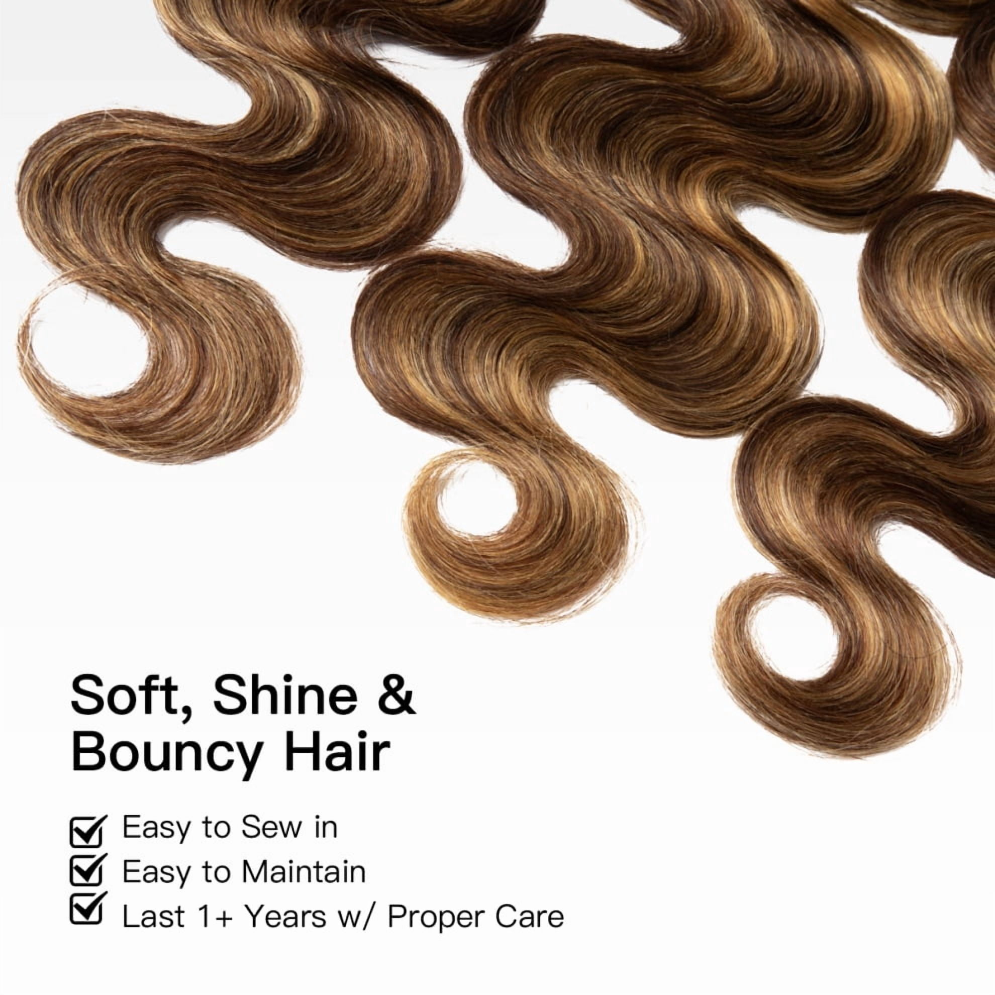 WEQUEEN #FB30 Highlight Hair Bundles Brazilian Colored Human Hair #P4/27 Body Wave Straight Quick Weave #99J Sew in/Glue in Budget Friendly 10A