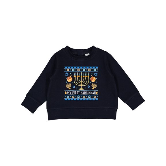 Inktastic My 1st Hanukkah Sweater Style Design Menorah and Dreidels Baby Sweatshirt