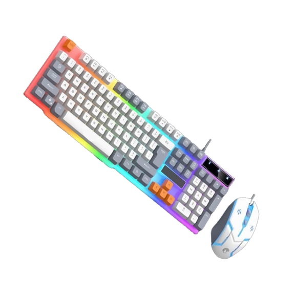 LED Corded Gaming Keyboard Mouse Combo Keyboard Adjustable 1600DPI Mouse Gaming Keyboard Mechanical Programmable