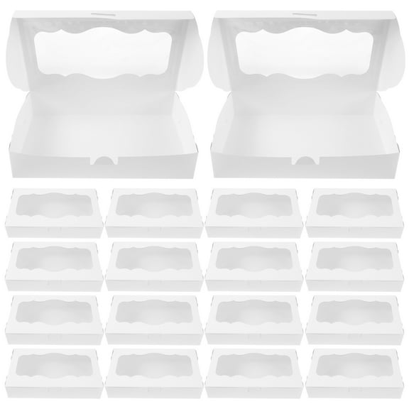 FELTECHELECTR White Paper Cake Boxes with Window for Party Use Portable Treat Boxes 30 Pieces