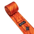 thumbnail image 2 of Barry.Wang Orange Silk Ties for Men Sets Woven Pure Striped Formal Necktie Pocket Square Cufflinks Wedding Party 4PCS, 2 of 2