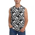 thumbnail image 1 of Fotbe Ying Yang Checkered Men's Camiseta sin Mangas Estampada para Hombres, Playera Casual para Gimnasio, Entrenamiento, Playa-Large, 1 of 7