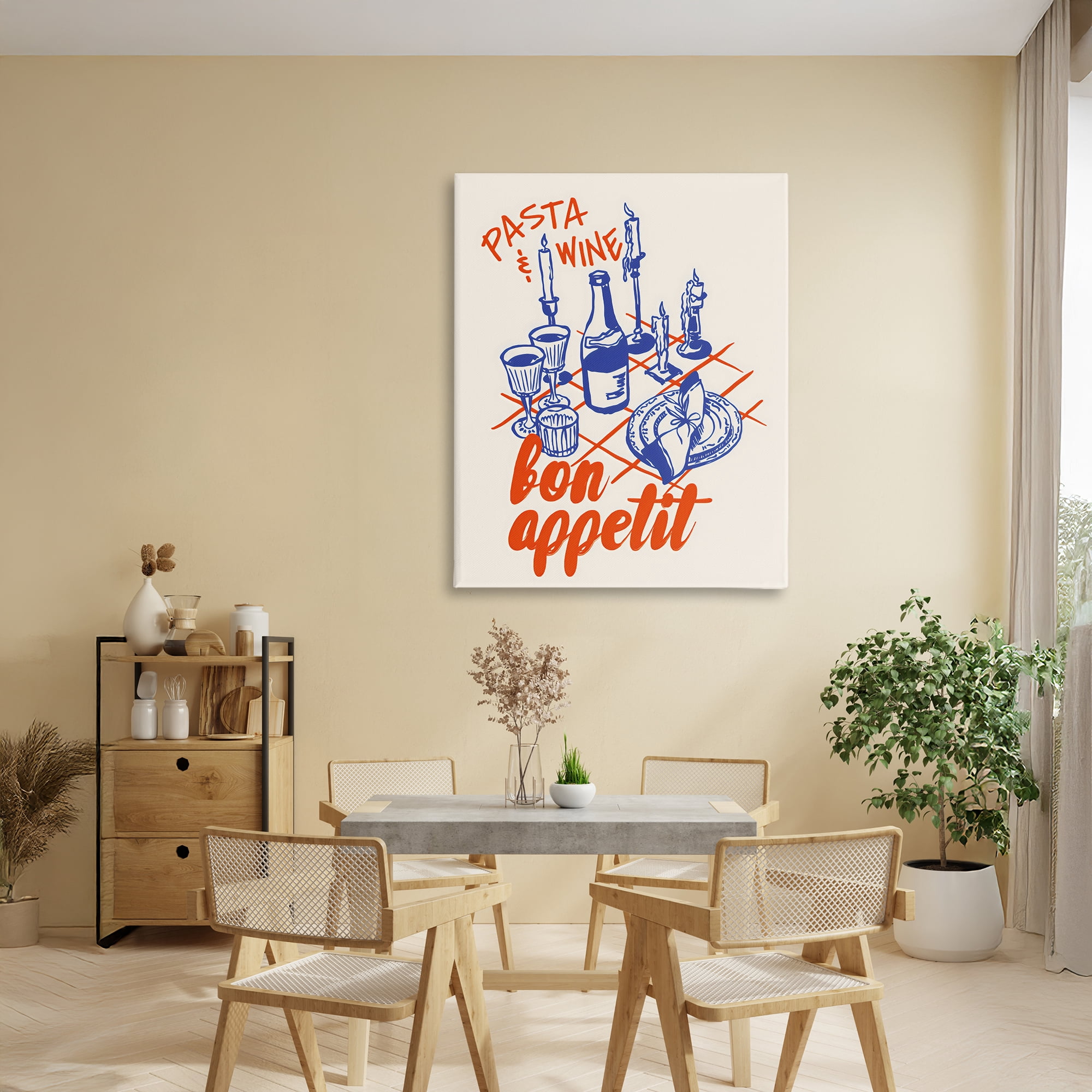 Stupell Industries Pasta & Wine Bon Appetit Canvas Wall Art, design by The Prints Vibe