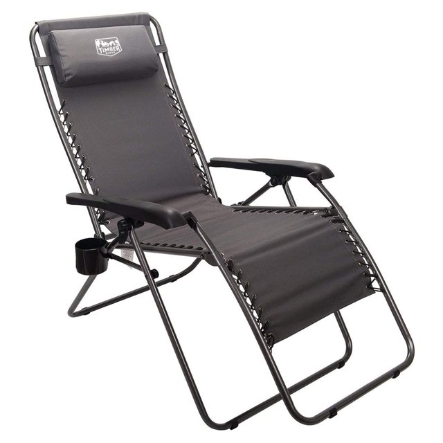 Timber Ridge Zero Gravity Locking Outdoor Recliner Lounge Chair, Gray (2 Pack)