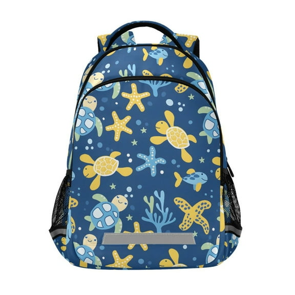 ALAZA Turtle and Sea Star Backpack Elementary School Bag Bookbag Travel Rucksack