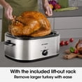 thumbnail image 2 of Horno asador eléctrico de 22 cuartos, asador de pavo con diseño de tapa autoadhesiva, horno asador de pavo eléctrico grande de acero inoxidable para pavos de hasta 26 lb, 2 of 5