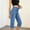 Blue, variant on Capris Jeans for Women High Waisted Trendy Pull On Elastic Waist Split Hem Skinny Stretchy Denim Capri Pants XL