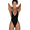Black, variant on Women's High-Cut Spaghetti Straps Plunging Neckline One-Piece Swimsuit, One Size Fits Most, Red
