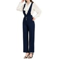 thumbnail image 4 of INSPIRE CHIC Women's Overalls Wide Leg Pants Slant Pocket Long Suspenders Jumpsuit XL Dark Blue, 4 of 6