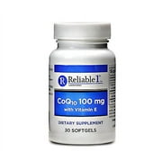 4 Pack Reliable 1 CoQ10 100mg with Vitamin E Dietary Supplement 30 Softgels Each