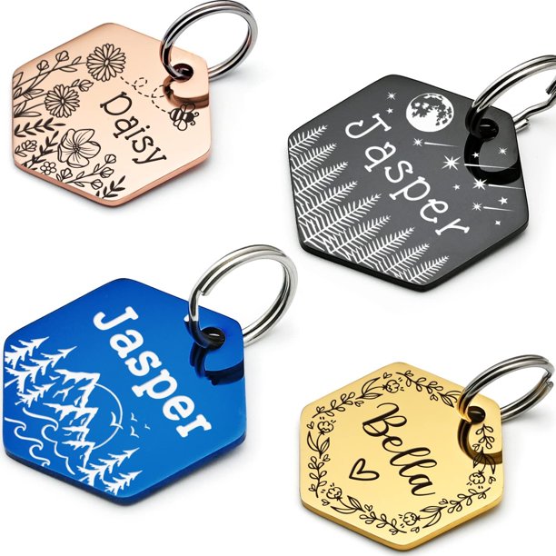 Custom Dog s Funny Double Sided Deep Engraved Stainless Steel Pet Id s For Dogs Cat Dog Collar Charm Microchips Lightweight Sturdy Cute Cat Id s Personalized Dog Name s 1 06