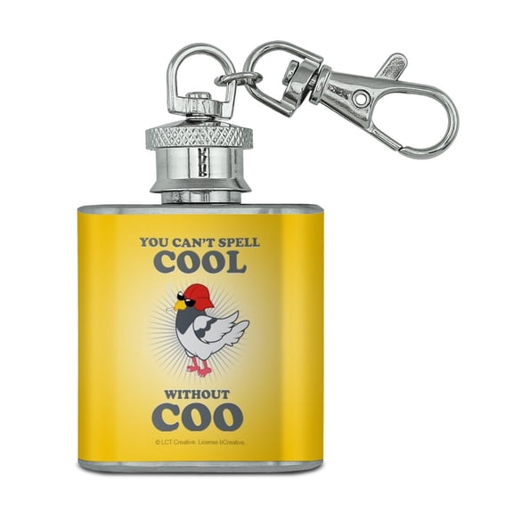 You Can't Spell Cool Without Coo Funny Humor Stainless Steel 1oz Mini Flask Key Chain