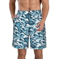 thumbnail image 1 of Balery Ocean Waves Traje de Baño Estilo Hawaiano para Hombre, Shorts de Secado Rápido con Bolsillos-X-Large, 1 of 6