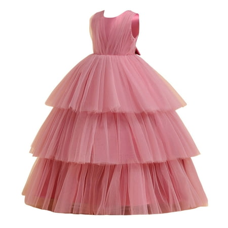 

Dresses For Girls Child Party Sleeveless Cake Fashion Sweet Party Performance Sundress 4-5 Years