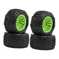 thumbnail image 1 of HILABEE 1:18 Scale RC Car Tires Wheels Accessories Direct Replaces Maintenance Components 4WD Parts Easy Installation Buggy Tires Rim Green, 1 of 9