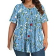 thumbnail image 2 of Jsaierl Plus Size Pleated Tops for Women Trendy Short Sleeve Blouses Dressy Casual Crewneck Tunics Cute Floral Print Summer Boho Top L-5XL, 2 of 7