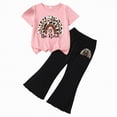 thumbnail image 4 of HCNTES Kids Girls 2 Piece School Outfits Short Sleeve T-Shirt & Flared Pants Spring Summer Clothing Set Size 3T 4T 5T 6T 7T 8T(D01-B,5-6 Years), 4 of 4