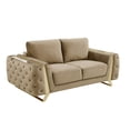 thumbnail image 3 of homeroots 518572 72 in. Velvet Love Seat - Beige & Gold, 3 of 5