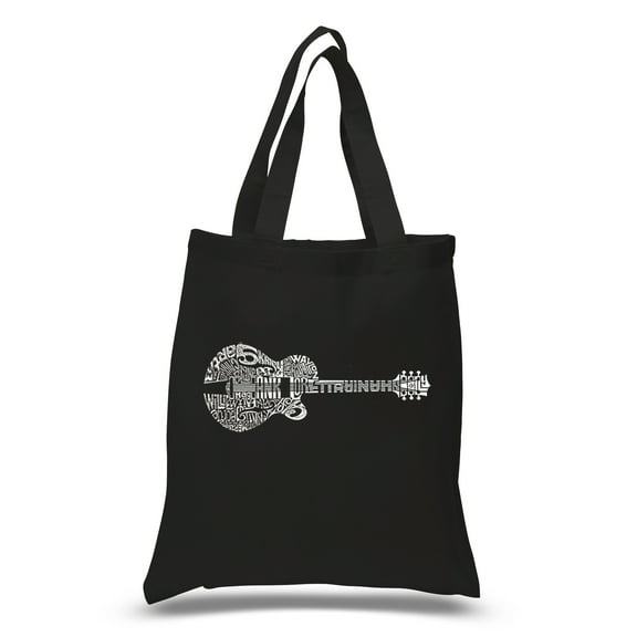 LA Pop Art Small Word Art Tote Bag - Country Guitar