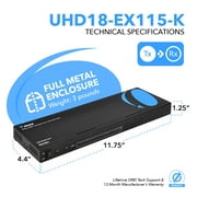 OREI Ultra HD 1x8 HDMI Extender Splitter Over CAT6/7 Upto 115 Ft Support 4K, Loop-Out, IR Remote, EDID (UHD18-EX115-K)