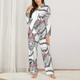thumbnail image 2 of Pajama Sets for Women 2 Pcs, Bow Tie Owl Button Down Long Sleeve Sleepwear Lounge PJ Sets, 2 of 6