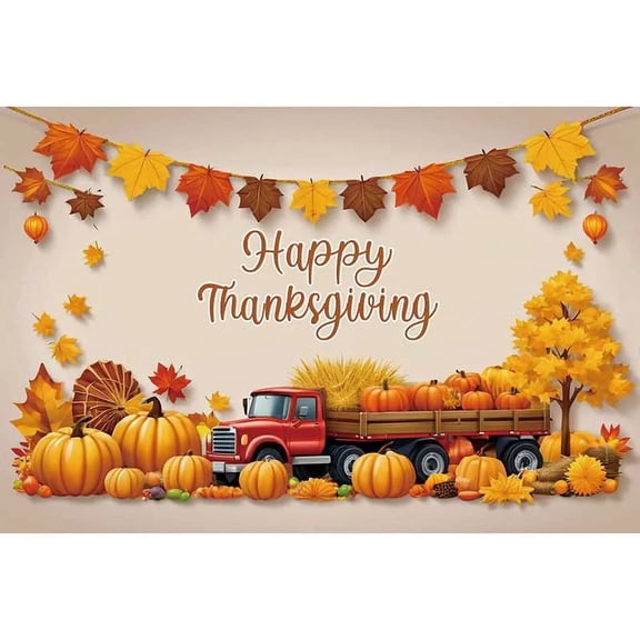 202 Happy Thanksgiving Photography Backdrop Custom Autumn Farm Harvest Pumpkin Photo Studio Background Poster Banner