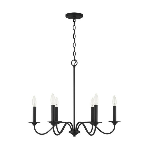 Chandelier 6 Light Black Iron Metal In Transitional Style 26 High By 22 Wide     -Traditional Installation Capital Lighting 437261Bi