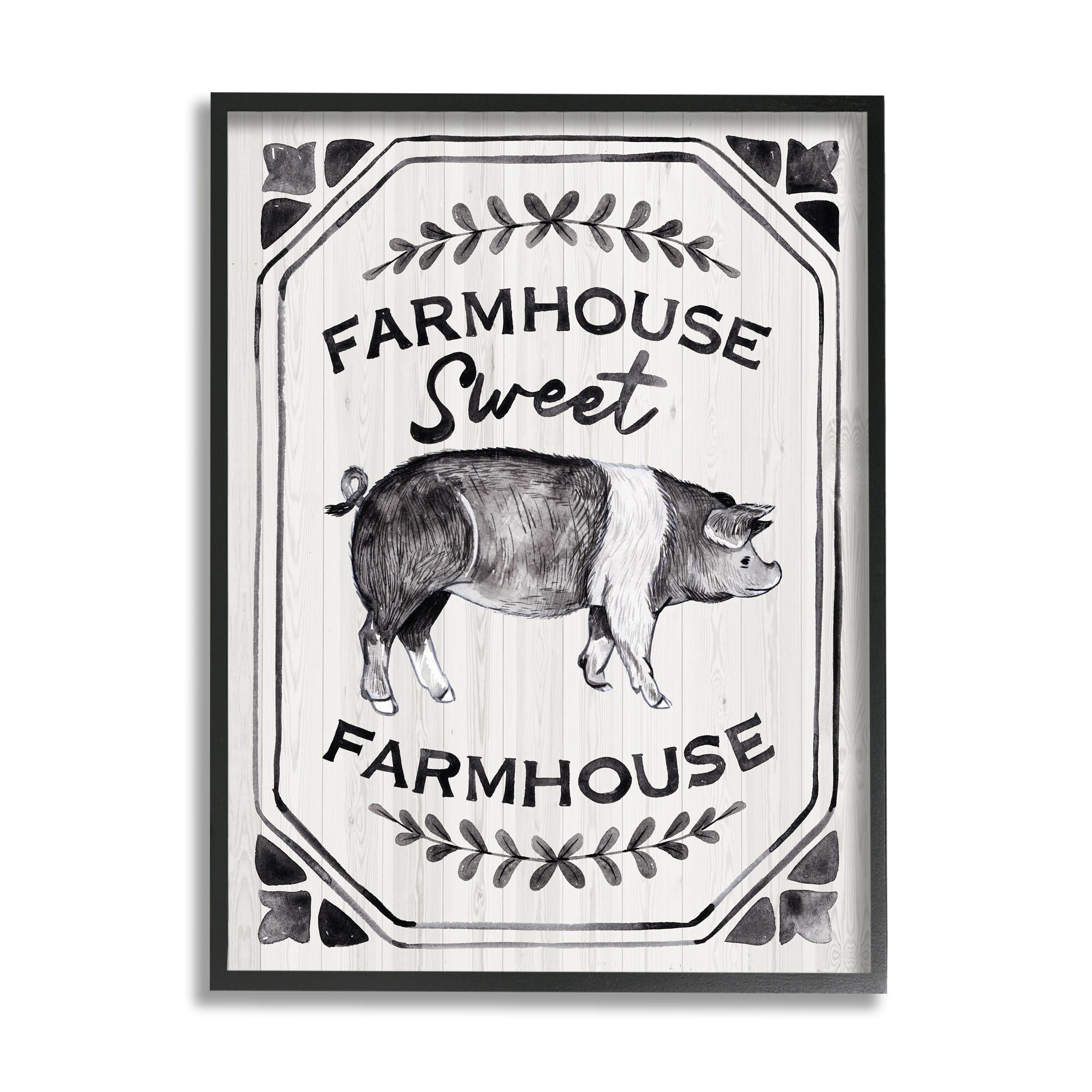 Stupell Industries Farmhouse Sweet Farmhouse Sign Vintage Farm Pig Illustration, 16 x 20,Design by Arrolynn Weiderhold
