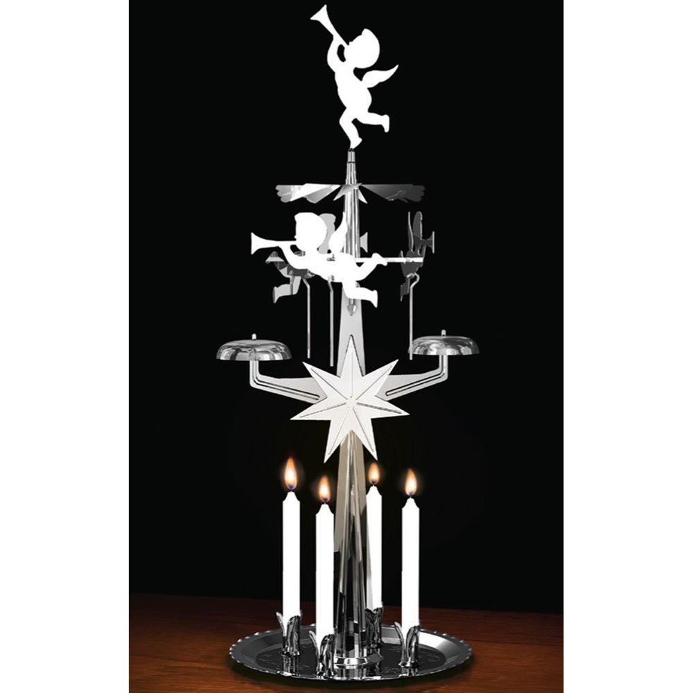 12.5" Swedish Design Nickel Angel Chime with Candles