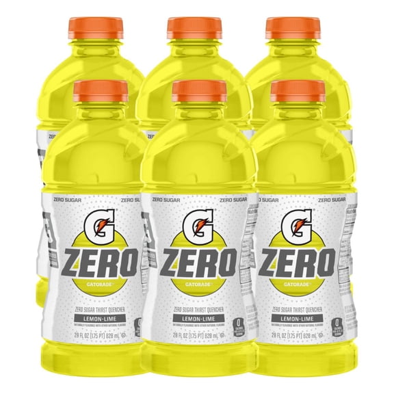 Thirst Quencher for Gatorade Zero Sugar Lemon Lime Thirst Quencher, 28 Fl Oz Bottle (Pack of 6)
