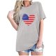 thumbnail image 1 of Tops Cortos para Mujeres Bandera de Moda Impresa Cuello Redondo, Camiseta de Manga 3/4 para Uso Diario, Casero Y Cómodo, 1 of 4
